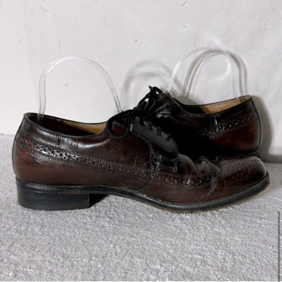 Vintage The Shoe People Brown Leather Wingtip Oxford Brogues Dress Shoes - Picture 9 of 15